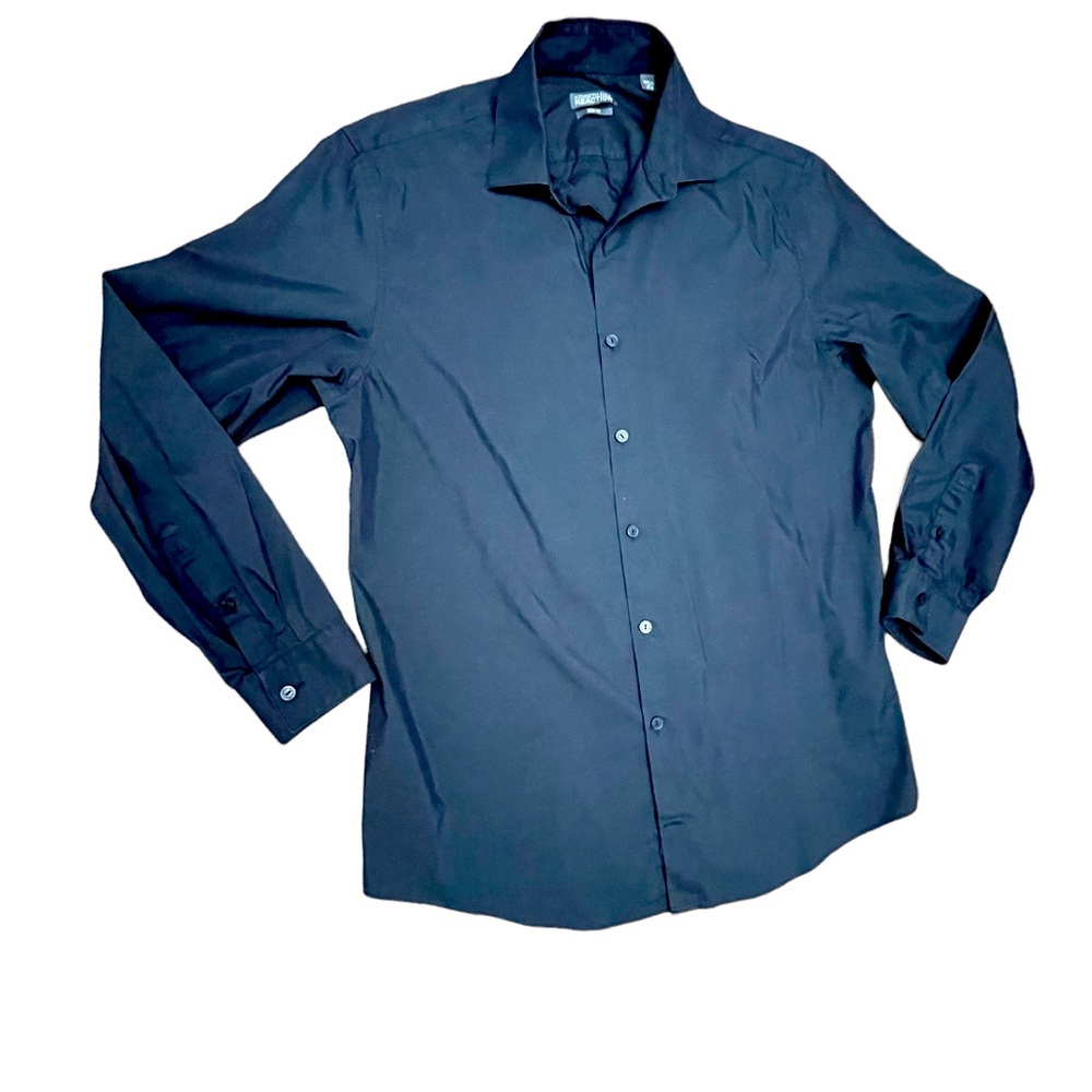 KENNETH COLE REACTION | BUTTON DOWN DRESS SHIRT | SLIM FIT | BLACK